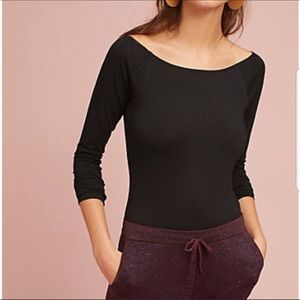Anthropologie Little Black Bodysuit (LBB) Boat Neck Bodysuit